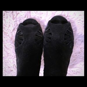 Tory Burch black suede high heeled booties, 9